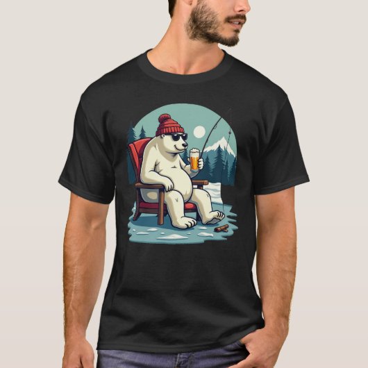おもしろいチルポーラベアビール魚釣りティー Tシャツ (正面)