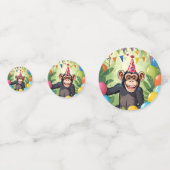 おもしろいチンパンジーキッズワイルドジャングルモンキー誕生日 コンフェッティ (正面)
