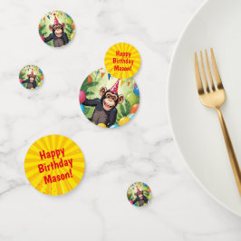 おもしろいチンパンジーキッズワイルドジャングルモンキー誕生日 コンフェッティ