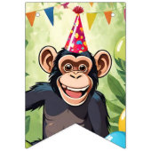 おもしろいチンパンジーキッズワイルドジャングルモンキー誕生日 バンティングフラッグ (第1の旗)
