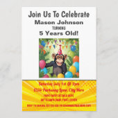 おもしろいチンパンジーキッズワイルドジャングル誕生日 招待状 (裏面)