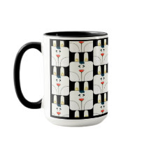 おもしろいチームバニー顔イン白黒マグ