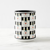 おもしろいチームバニー顔イン白黒マグ マグカップ (中央)