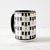 おもしろいチームバニー顔イン白黒マグ マグカップ (正面左)