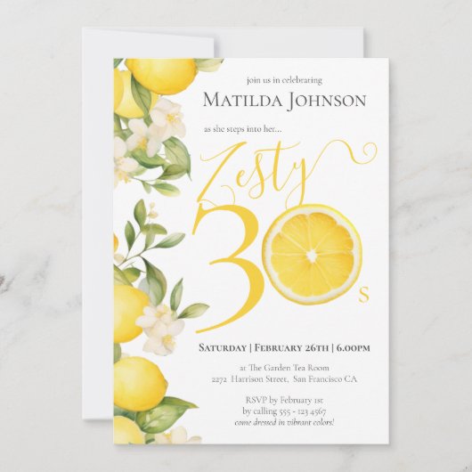 おもしろいツァスティレモン30歳の誕生日パーティー 招待状 (正面)