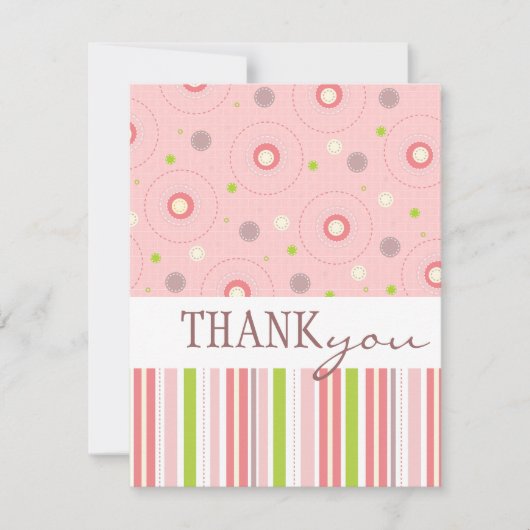 おもしろいツインガールベビーシャワーのパターンありがとう サンキューカード (正面)