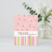 おもしろいツインガールベビーシャワーのパターンありがとう サンキューカード (スタンド正面)