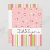 おもしろいツインガールベビーシャワーのパターンありがとう サンキューカード (正面/裏面)