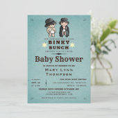 おもしろいツインズビンキーバンチウェスタンベビーシャワー 招待状 (スタンド正面)
