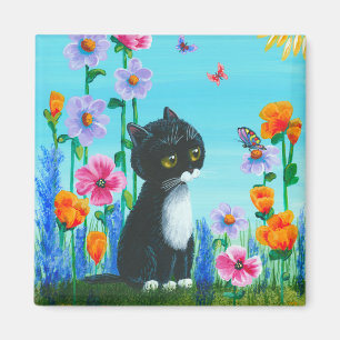 おもしろいツキセド猫の花火文化発信 マグネット