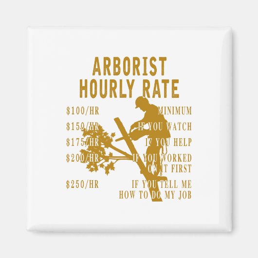 おもしろいツリークライミング用具 Arborist 時給 マグネット (正面)