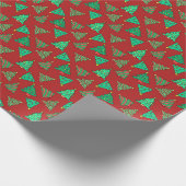 おもしろいツリー | 赤パターン（の模様が）ある ラッピングペーパー (角)