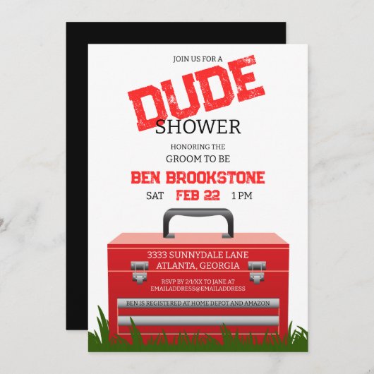 おもしろいツールボックスドゥードグルーミングウェディングシャワー招待状 招待状