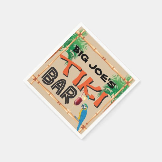おもしろいティキバーと名前をカスタムするとオウム スタンダードカクテルナプキン (角)