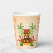 おもしろいティキバー誕生日ルアウ（ハワイ式宴会）ハワイアンレトロカクテル 紙コップ (裏面)