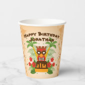 おもしろいティキバー誕生日ルアウ（ハワイ式宴会）ハワイアンレトロカクテル 紙コップ (正面)