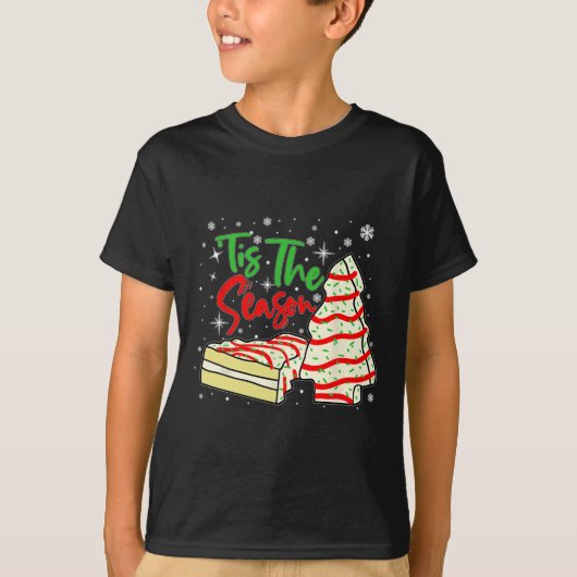 おもしろいティスザシーズンデザインクリスマスツリーケーキデブ Tシャツ (正面)