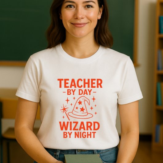 おもしろいティーチャーシャツ；先生バイデイウィザード Tシャツ
