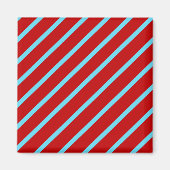 おもしろいティール（緑がかった色）ターコイズ赤い対角ストライプギフト マグネット (正面)