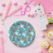 おもしろいティール(緑がかった色)ドールハロウィンパターン ペーパープレート (パーティー)