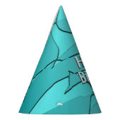 おもしろいティール（緑がかった色）ハッピーバースデー パーティーハット (左)