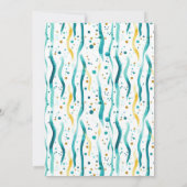 おもしろいティール（緑がかった色）バルーン誕生日 招待状 (裏面)