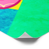 おもしろいティール(緑がかった色)、緑とピンクの抽象芸術 ポスター (角)