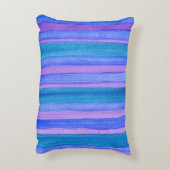 おもしろいティール(緑がかった色)、青、紫の絵を描ストライプ色 アクセントクッション (裏面(縦))