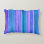 おもしろいティール(緑がかった色)、青、紫の絵を描ストライプ色 アクセントクッション (裏面)