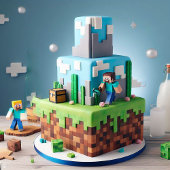 おもしろいテクノブロックスクエア子供の誕生日ケーキ カード