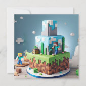 おもしろいテクノブロックスクエア子供の誕生日ケーキ カード (正面)