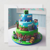 おもしろいテクノブロック子供の誕生日ケーキ カード (正面)