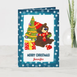 おもしろいテディベア |クリスマス名前をカスタムする シーズンカード
