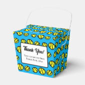 おもしろいテニスパーティーの応援用ボックス付カスタム文字 フェイバーボックス (正面サイド)