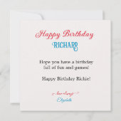 おもしろいテーマ子供の誕生日ケーキ カード (裏面)