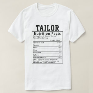 おもしろいテーラー栄養成分表示 縫製のユーモア ギフト Tシャツ