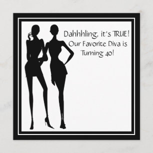 おもしろいデお気に入りのィバ女性ブラック40歳誕生日パーティー 招待状