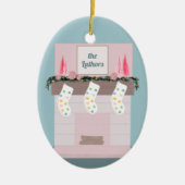 おもしろいディスコカスタムピンク セラミックオーナメント (正面)