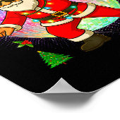 おもしろいディスコサンタクリスマスイルミネーション 女の子 男の子 子供 クリス ポスター (角)