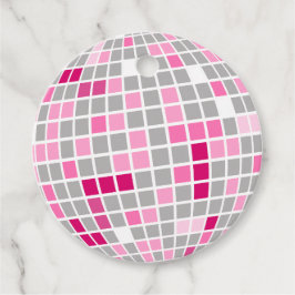 おもしろいディスコピンク&レッドディスコボールラウンドギフトラベル フェイバータグ