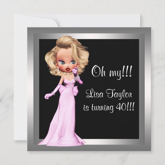 おもしろいディバウーマンズバースデーパーティー 招待状 (正面)