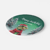 おもしろいディーノクリスマスツリー誕生日ボーイズ雪パーティー ペーパープレート (アングル)