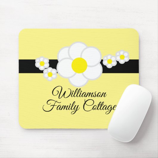 おもしろいデイジーブラックストライプイエロースクリプト マウスパッド (マウス)