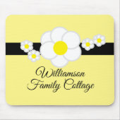 おもしろいデイジーブラックストライプイエロースクリプト マウスパッド (正面)