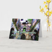 おもしろい'デクリピット建物'誕生日カード カード (黄色い花)