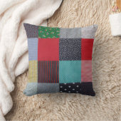 おもしろいデザインマスカラフルヴィンテージパッチワーク クッション (ブランケット)