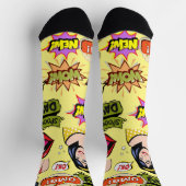 おもしろいデザインレトロポップ・アートのアートイエローカラフルガーリー ソックス (上部)