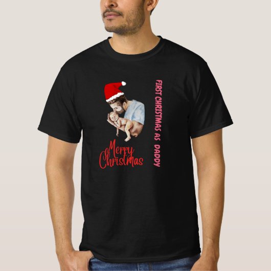 おもしろいデザイン初のパパのメリークリスマス Tシャツ (正面)
