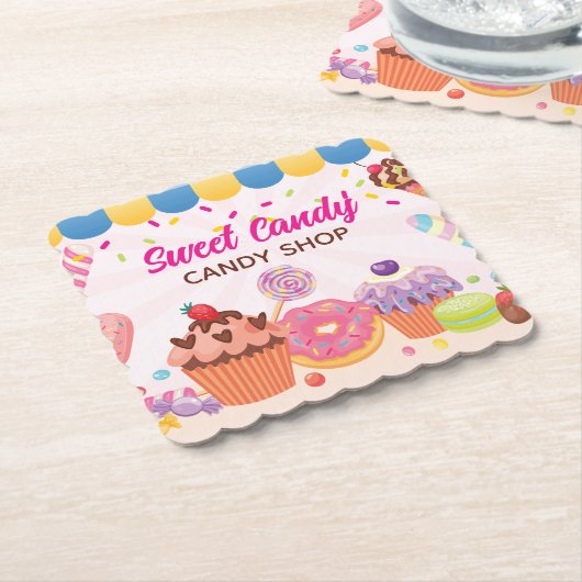 おもしろいデザートとキャンディーズ飲料コースター ペーパーコースター (アングル)