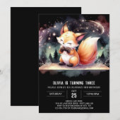 おもしろいデジタルキツネ誕生日 招待状 (正面/裏面)